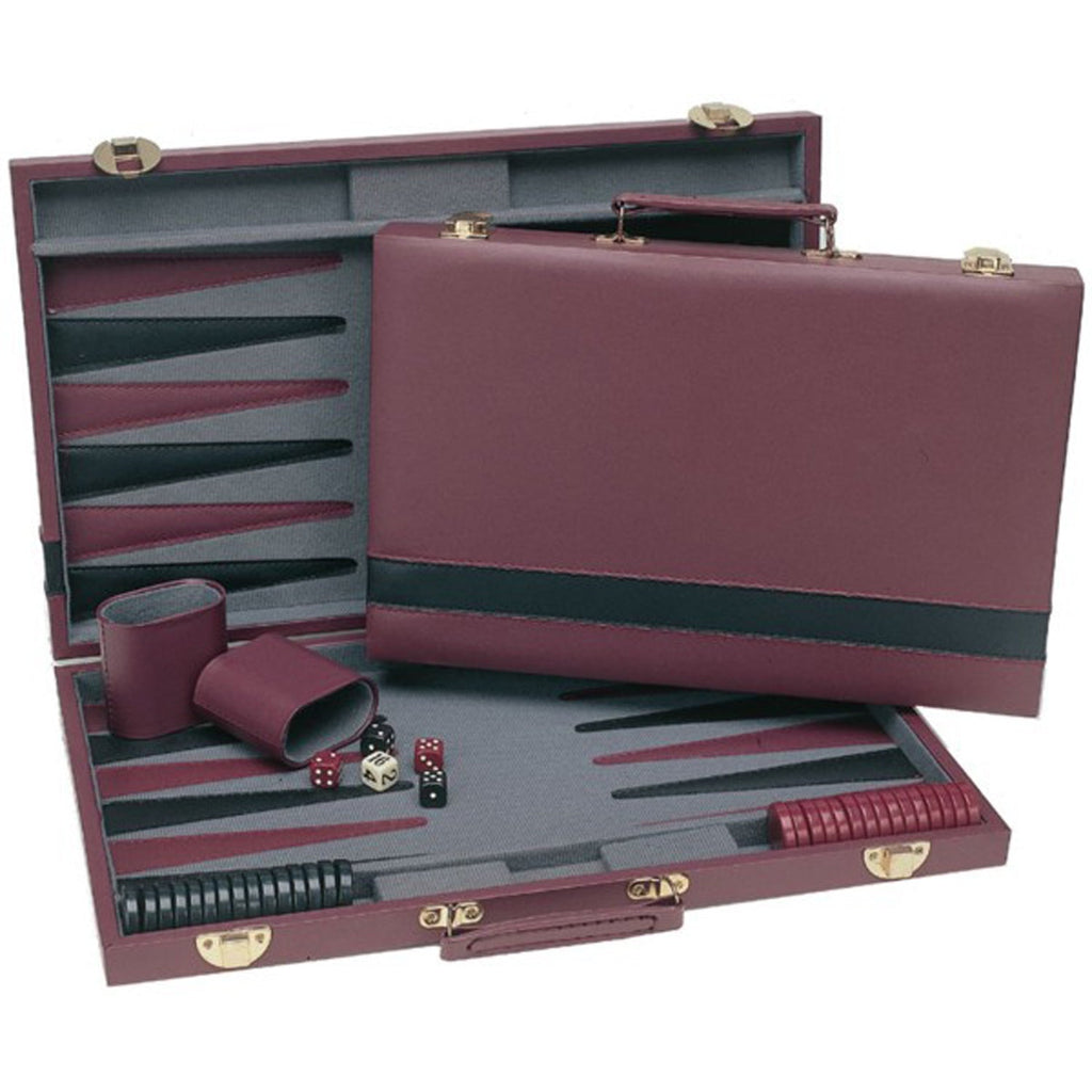401 Games Canada - Backgammon - 15 Inch Burgundy Case - Wood Expressions