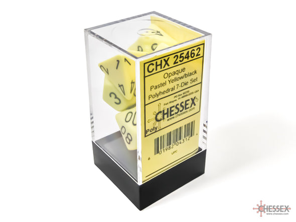 Chessex - 7 Piece - Opaque - Pastel Yellow/Black