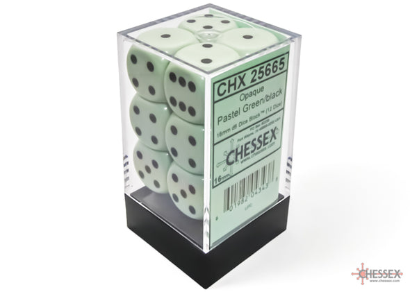 Chessex - 12D6 - Opaque - Pastel Green/Black