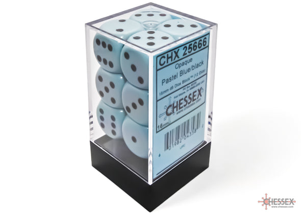 Chessex - 12D6 - Opaque - Pastel Blue/Black