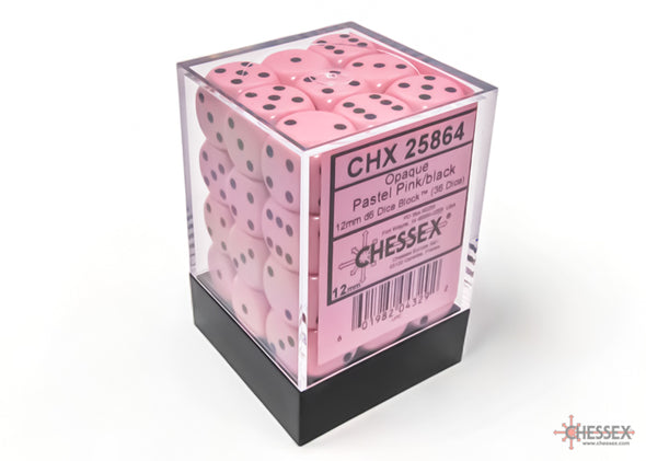 Chessex - 36D6 - Opaque - Pastel Pink/Black