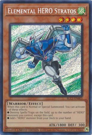 Elemental HERO Stratos - BLC1-EN003 - Secret Rare - Limited Edition