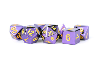 MDG - Metal Poly Dice Set - 16mm Purple with Gold Numbers