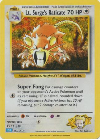 Lt. Surge's Raticate - 016/034 - Holo Promo