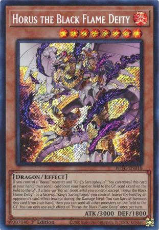 Horus the Black Flame Deity - PHNI-EN018 - Secret Rare - 1st Edition