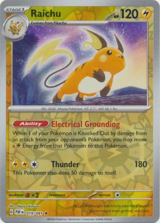 Raichu - 019/091 - Rare - Reverse Holo