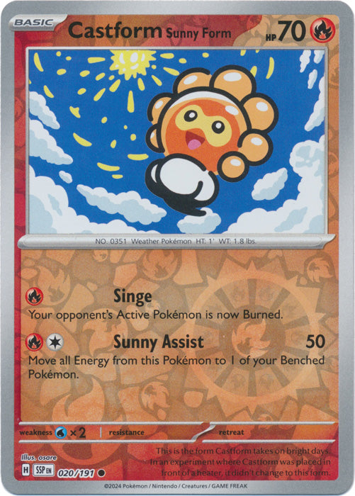 Castform Sunny Form - 020/191 - Common - Reverse Holo