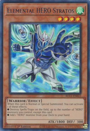 Elemental HERO Stratos (Alternate Art) (Silver) - BLC1-EN022 - Ultra Rare - 1st Edition