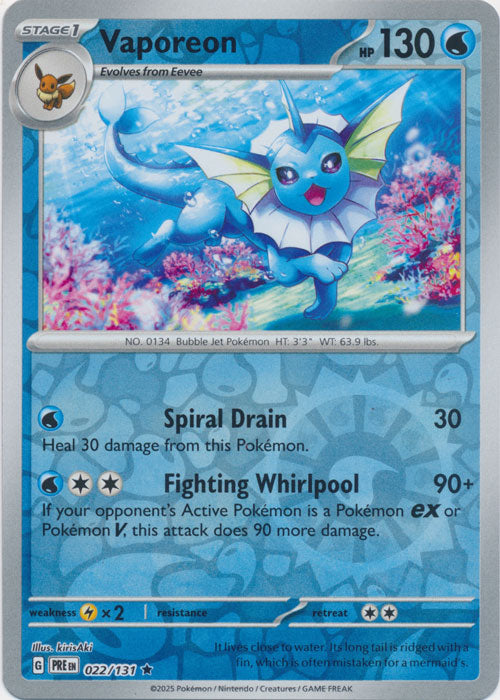Vaporeon - 022/131 - Rare - Reverse Holo