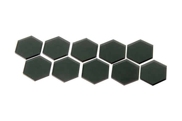 The Broken Token - Transparent Gray 34mm Hex Tiles for Terraforming Mars - Acrylic - Pack of 10