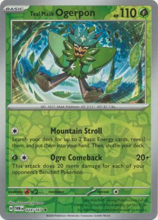 Teal Mask Ogerpon - 024/167 - Rare - Reverse Holo