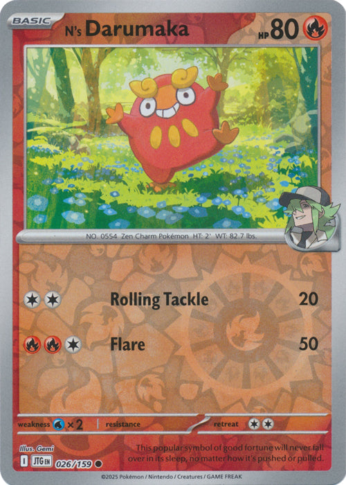N's Darumaka - 026/159 - Common - Reverse Holo