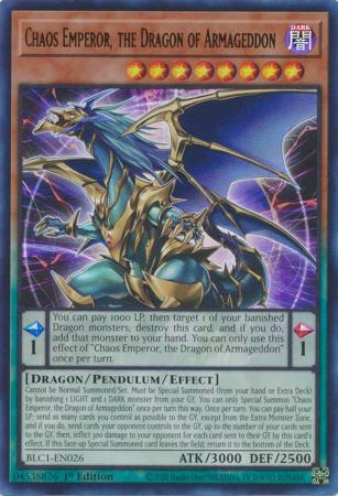 Chaos Emperor, the Dragon of Armageddon (Silver) - BLC1-EN026 - Ultra Rare - 1st Edition