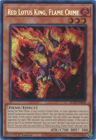 Red Lotus King, Flame Crime - BLTR-EN028 - Secret Rare - 1st Edition