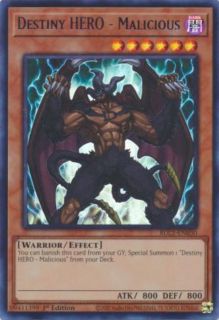 Destiny HERO - Malicious (Silver) - BLC1-EN030 - Ultra Rare - 1st Edition