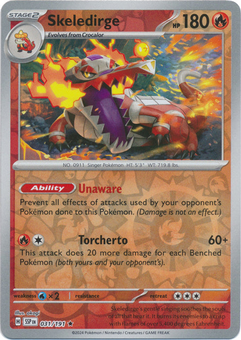 Skeledirge - 031/191 - Rare - Reverse Holo
