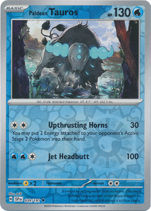 Paldean Tauros - 039/191 - Uncommon - Reverse Holo