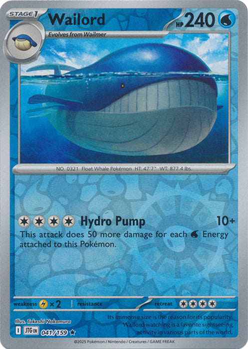Wailord - 041/159 - Holo Rare - Reverse Holo