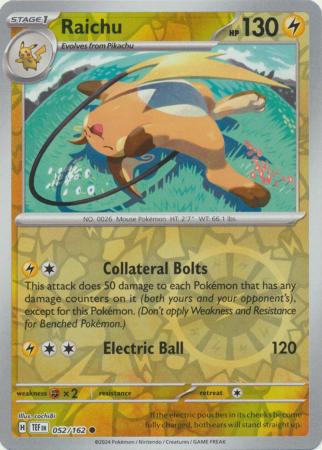 Raichu - 052/162 - Common - Reverse Holo