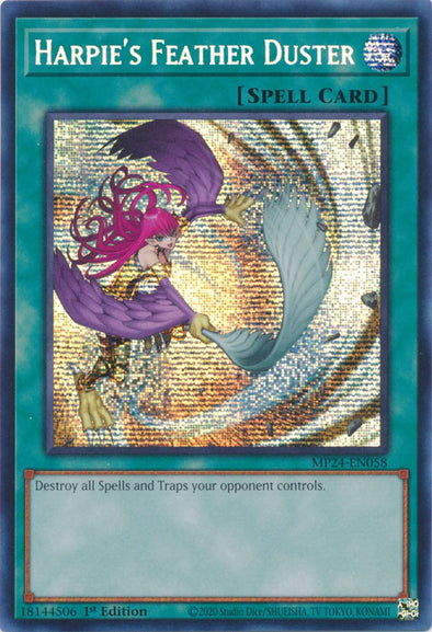 Harpie's Feather Duster (Alternate Art) - MP24-EN058 - Prismatic Secret Rare - 1st Edition