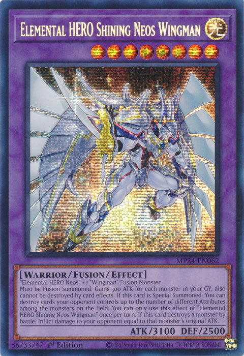 Elemental HERO Shining Neos Wingman - MP24-EN062 - Prismatic Secret Rare - 1st Edition