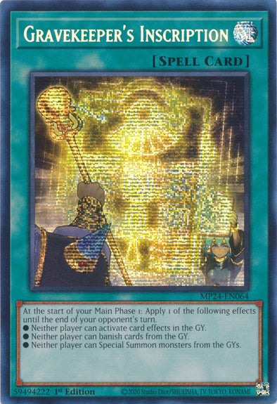 Gravekeeper's Inscription - MP24-EN064 - Prismatic Secret Rare - 1st Edition