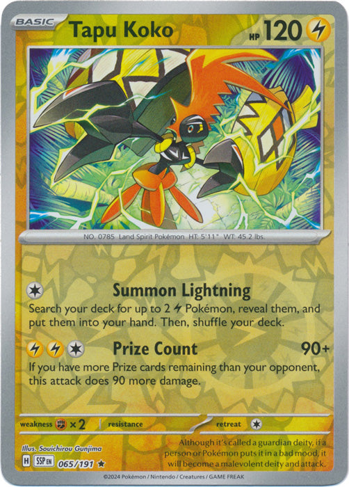 Tapu Koko - 065/191 - Rare - Reverse Holo