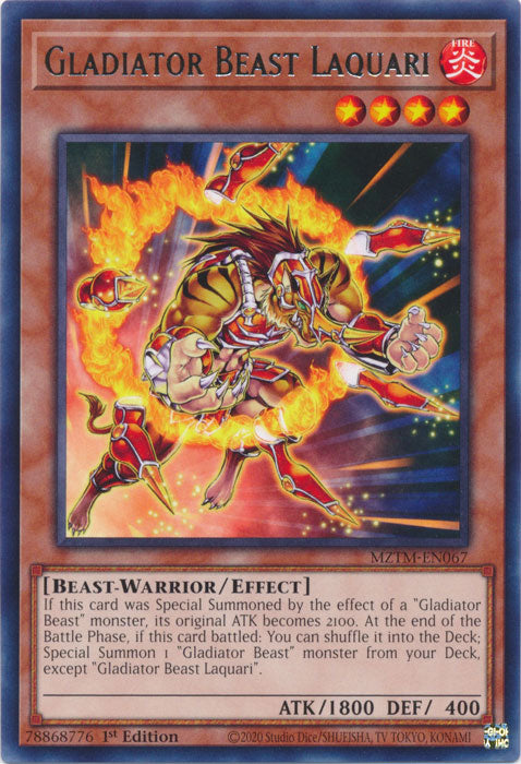 Gladiator Beast Laquari - MZTM-EN067 - Rare - 1st Edition