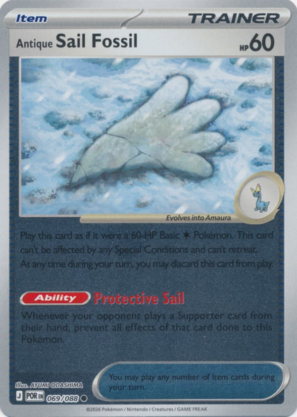 Antique Sail Fossil - 069/088 - Common - Reverse Holo