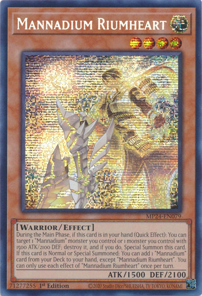 Mannadium Riumheart - MP24-EN079 - Prismatic Secret Rare - 1st Edition