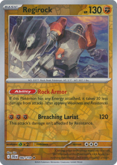 Regirock - 082/159 - Holo Rare - Reverse Holo