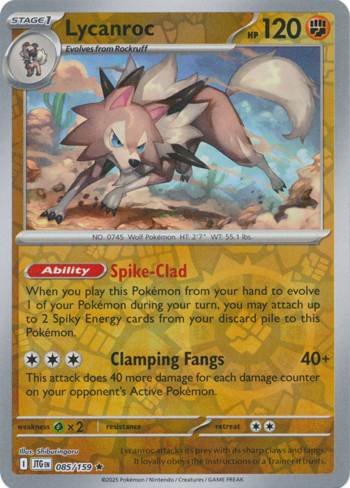 Lycanroc - 085/159 - Holo Rare - Reverse Holo