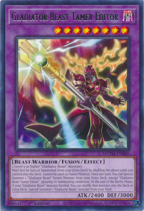 Gladiator Beast Tamer Editor - MZTM-EN086 - Rare - 1st Edition