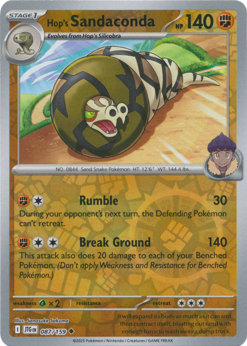 Hop's Sandaconda - 087/159 - Uncommon - Reverse Holo