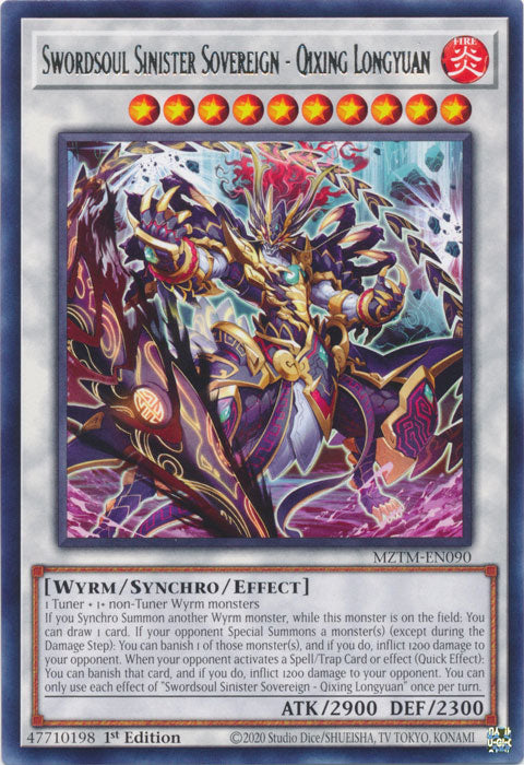 Swordsoul Sinister Sovereign - Qixing Longyuan - MZTM-EN090 - Rare - 1st Edition