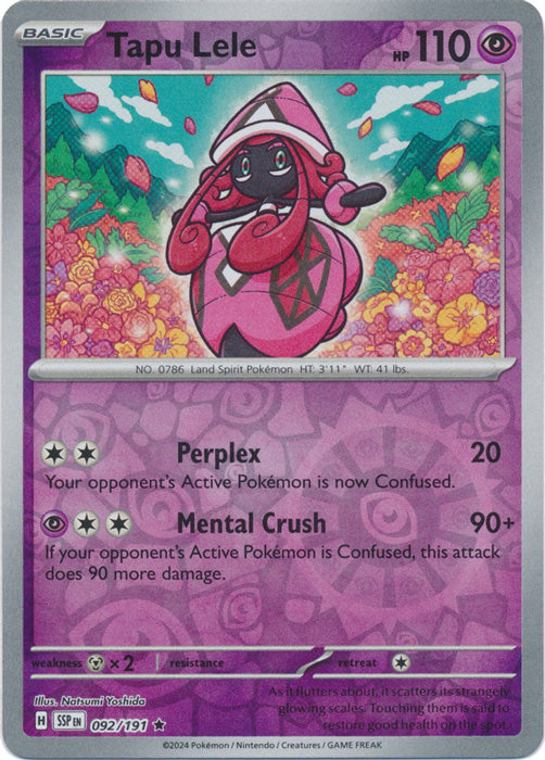 Tapu Lele - 092/191 - Rare - Reverse Holo