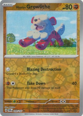 Hisuian Growlithe - 099/167 - Common - Reverse Holo