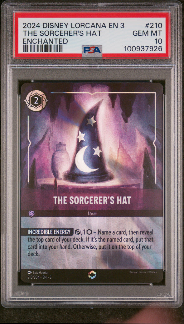THE SORCERER'S HAT (210) - DISNEY LORCANA EN 3-INTO THE INKLANDS - ENCHANTED - GEM MT 10