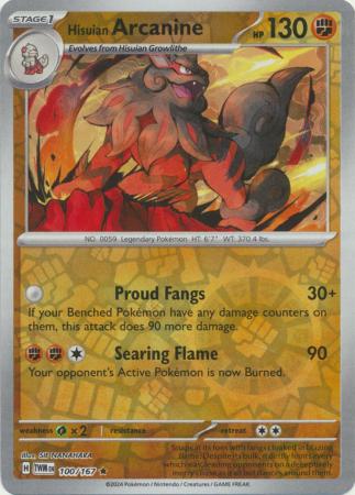 Hisuian Arcanine - 100/167 - Rare - Reverse Holo