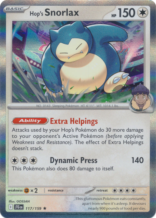 Hop's Snorlax - 117/159 - Holo Rare