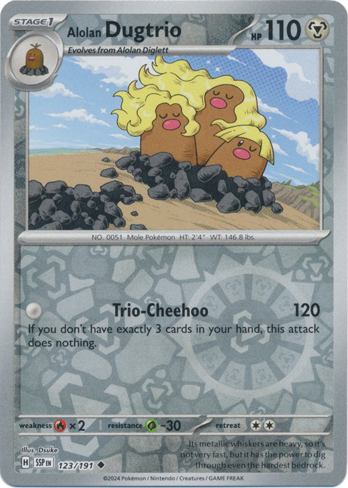 Alolan Dugtrio - 123/191 - Uncommon - Reverse Holo