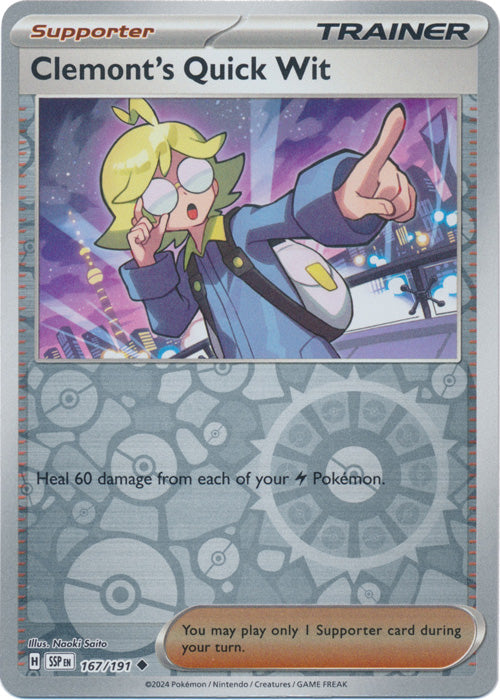 Clemont's Quick Wit - 167/191 - Uncommon - Reverse Holo