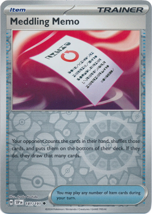 Meddling Memo - 181/191 - Uncommon - Reverse Holo