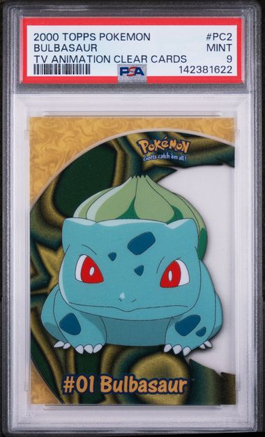 BULBASAUR (PC2) - TOPPS POKEMON TV ANIMATION CLEAR CARDS - TV ANIMATION CLEAR CARDS - MINT 9