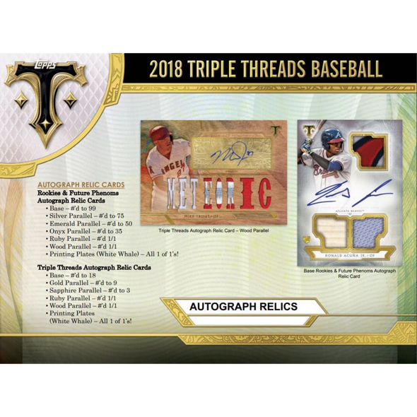 2018 Topps Triple Threads Baseball Hobby Box available at 401 Games Canada