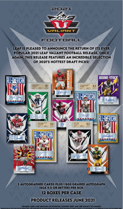 2021 Leaf Valiant Football Hobby Box available at 401 Games Canada