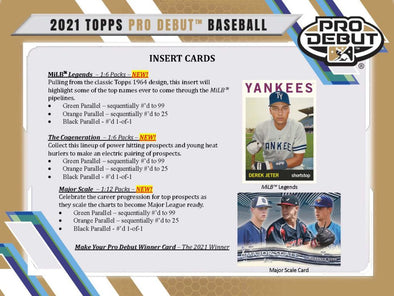 2021 Topps Pro Debut Baseball Hobby Box available at 401 Games Canada