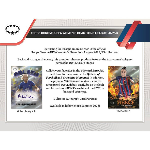 2022-23 Topps Chrome UEFA Women's Champions League Soccer Hobby Box available at 401 Games Canada