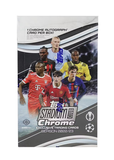 2022-23 Topps Stadium Club Chrome UEFA Club Competitions Hobby Box available at 401 Games Canada