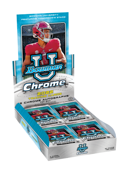 2022 Bowman University Chrome Football Hobby Box available at 401 Games Canada